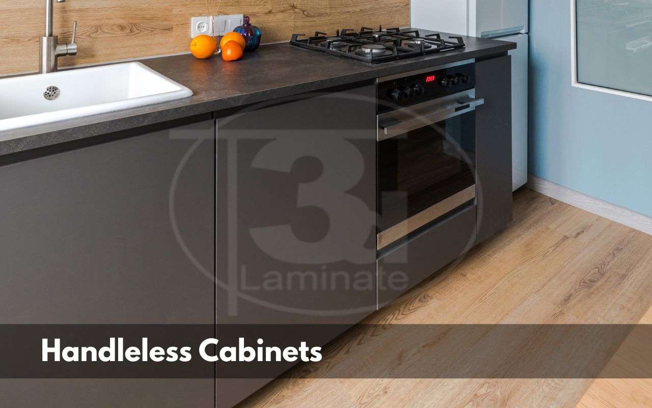 Modern kitchen design with sleek handleless cabinets