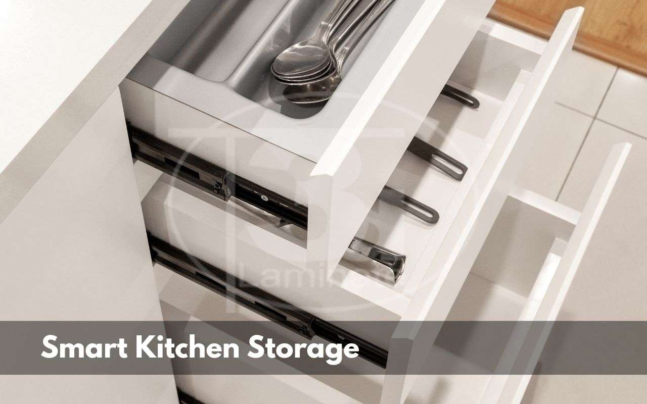 Custom kitchen drawer with smart divider and utensil organizer