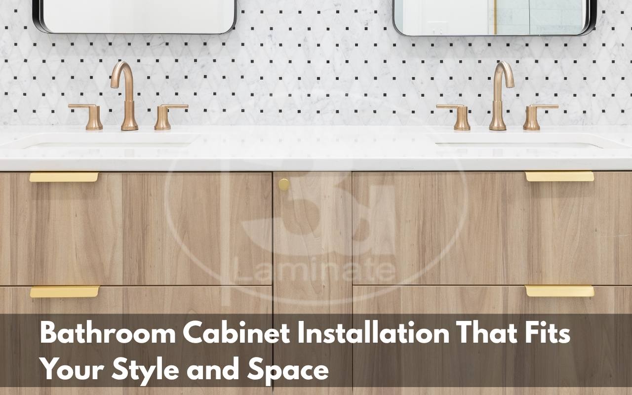 Bathroom cabinet being installed by a contractor in Austin, TX