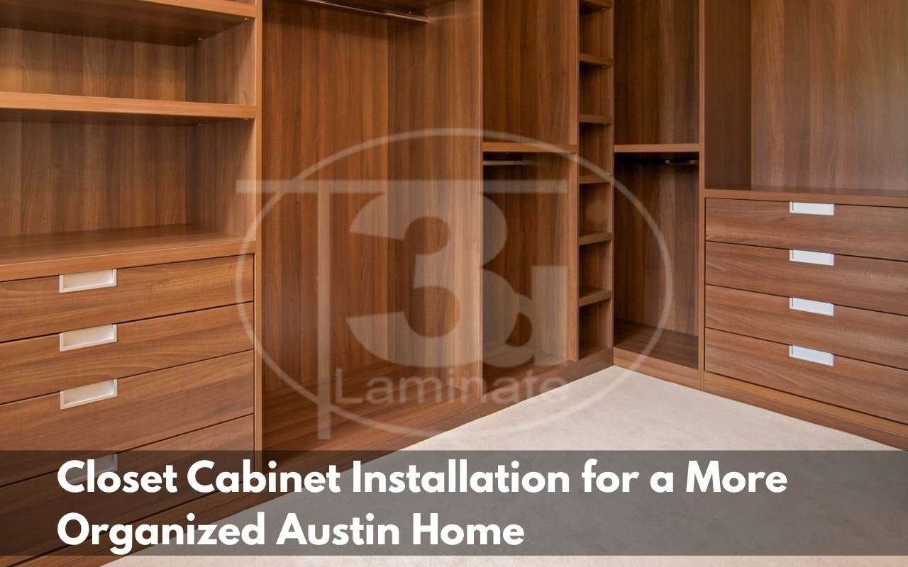 Custom closet cabinets being installed in an Austin TX home