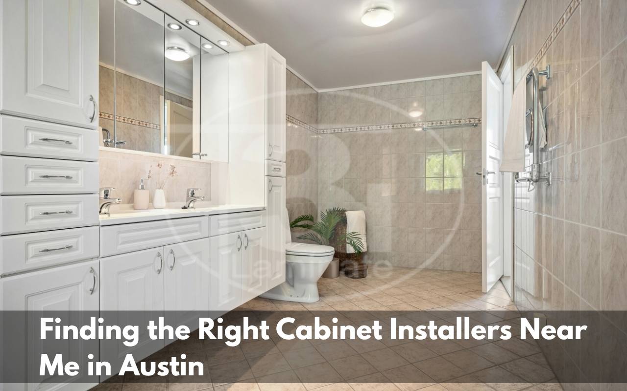 Measuring tools being used to prepare for cabinet installation