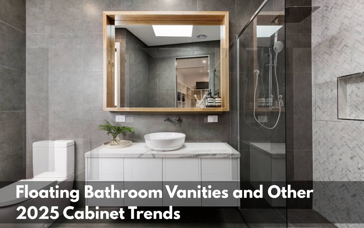 Modern floating bathroom vanity installed in an Austin, TX home