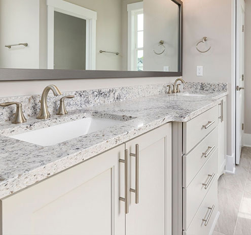 Granite stone countertop installed on custom vanity in Georgetown, TX