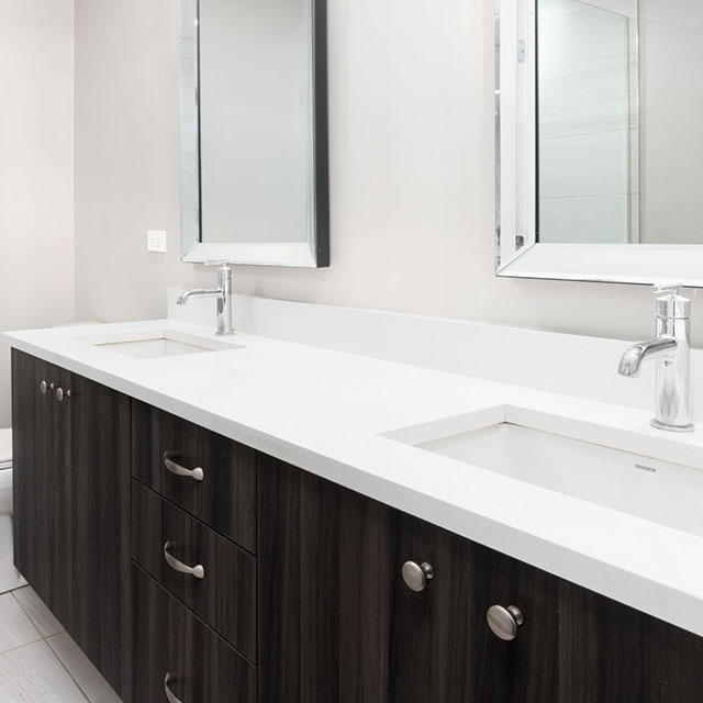 Affordable laminate countertop on a bathroom cabinet in Georgetown, TX