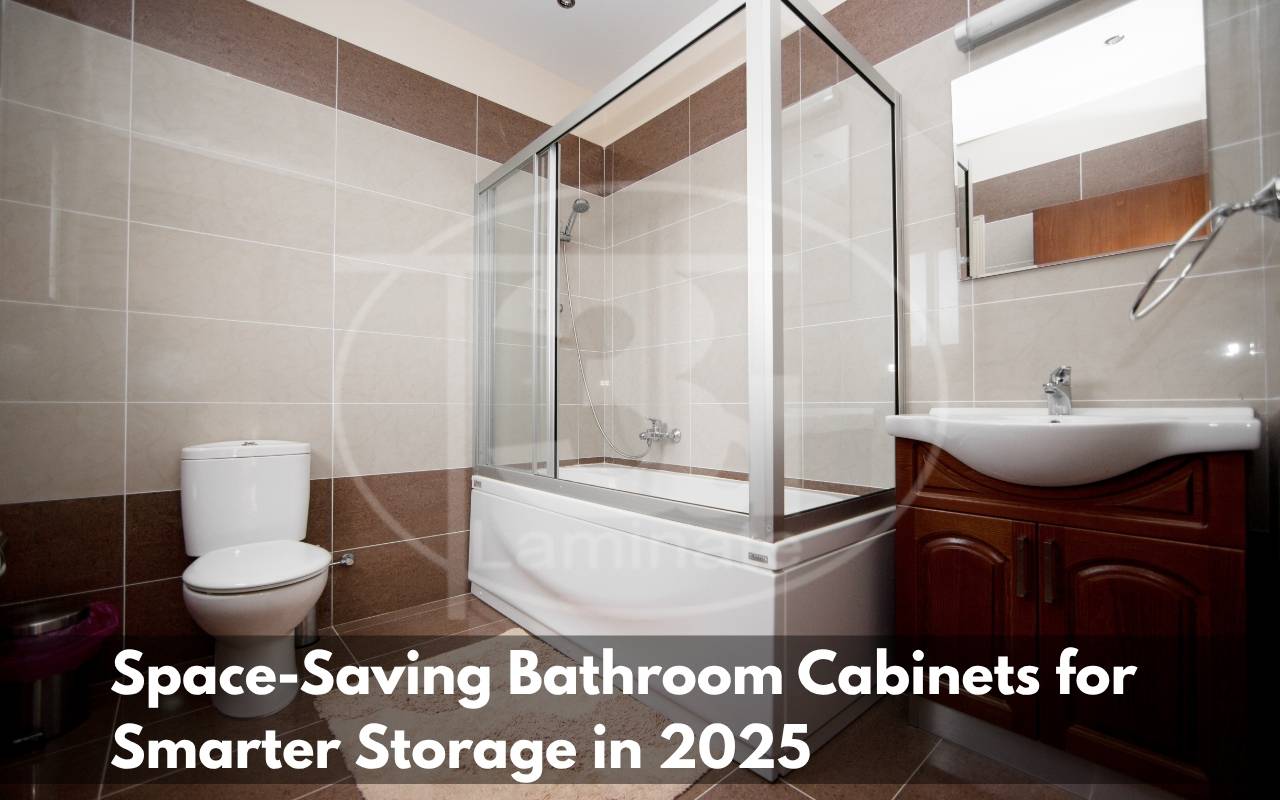 Narrow wall-mounted space-saving bathroom cabinets with drawers