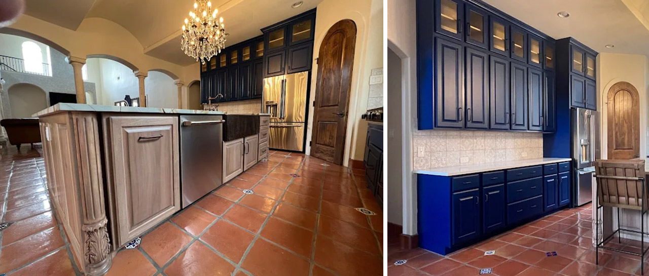 Custom kitchen cabinets with laminate countertops in Texas home