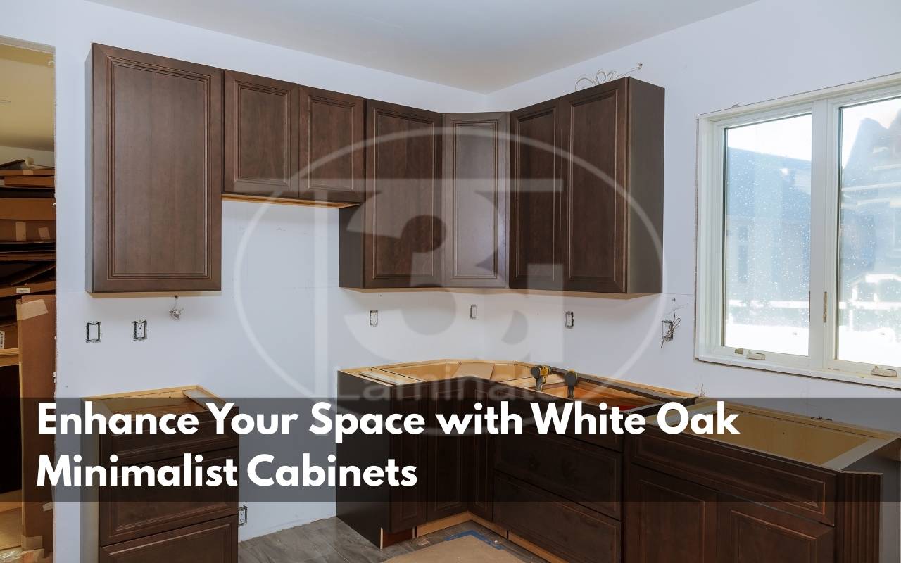 White oak minimalist kitchen cabinets with sleek handles and natural wood grain finish