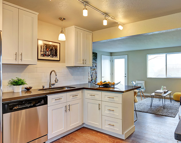 Custom wood cabinet doors with natural finish installed in Georgetown