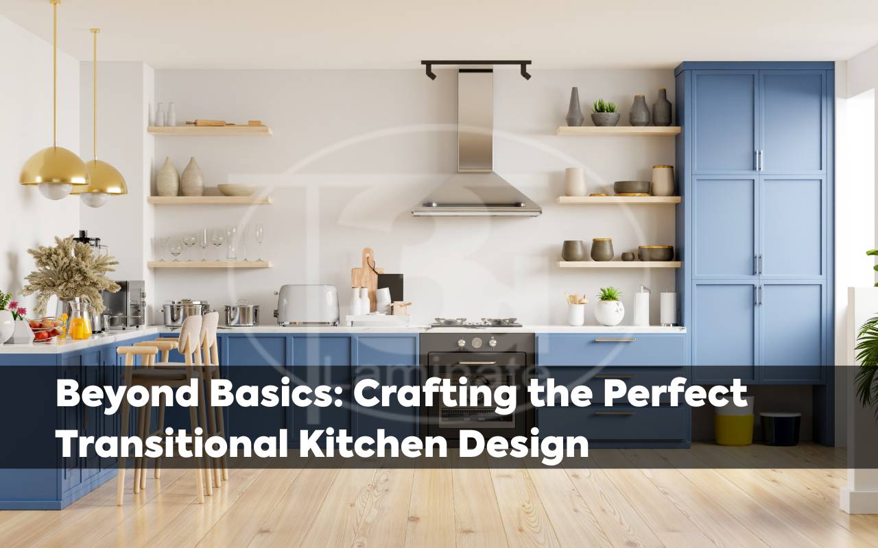 Transitional kitchen design with shaker-style cabinets