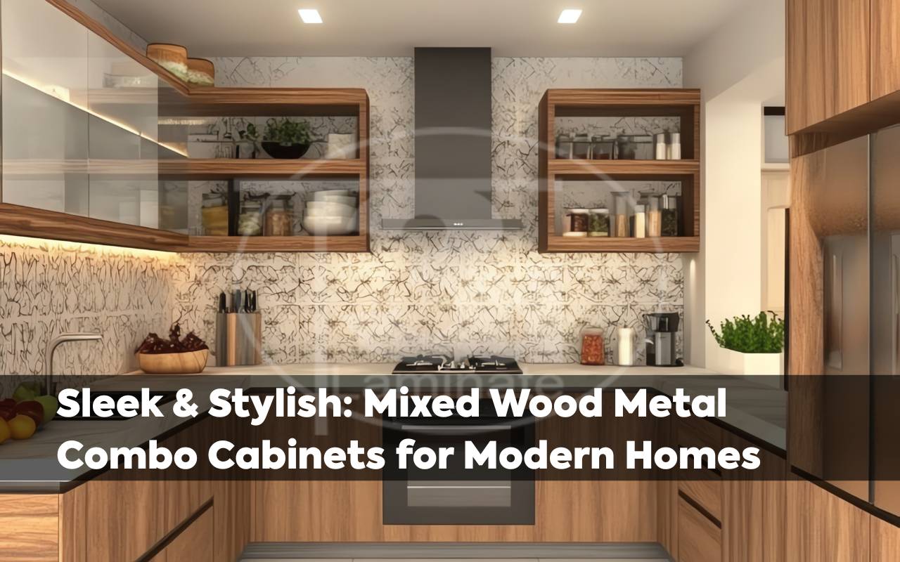 Kitchen design with mixed wood metal combo cabinets