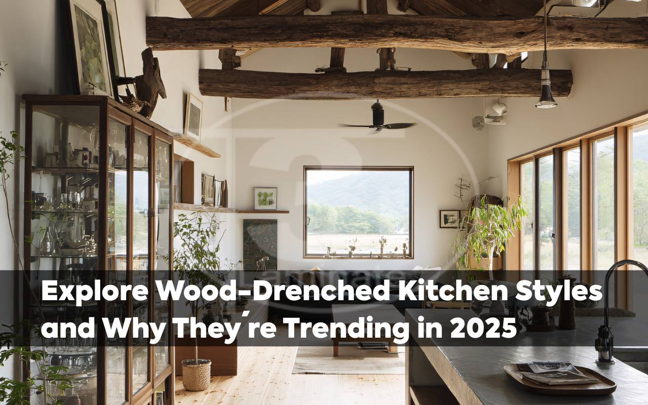 Rustic wood-drenched kitchen with reclaimed beams