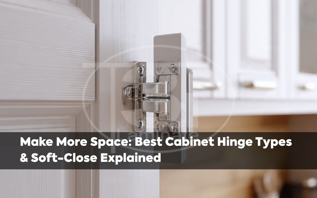 Concealed cabinet hinge types & soft-close mechanism on a modern white kitchen door