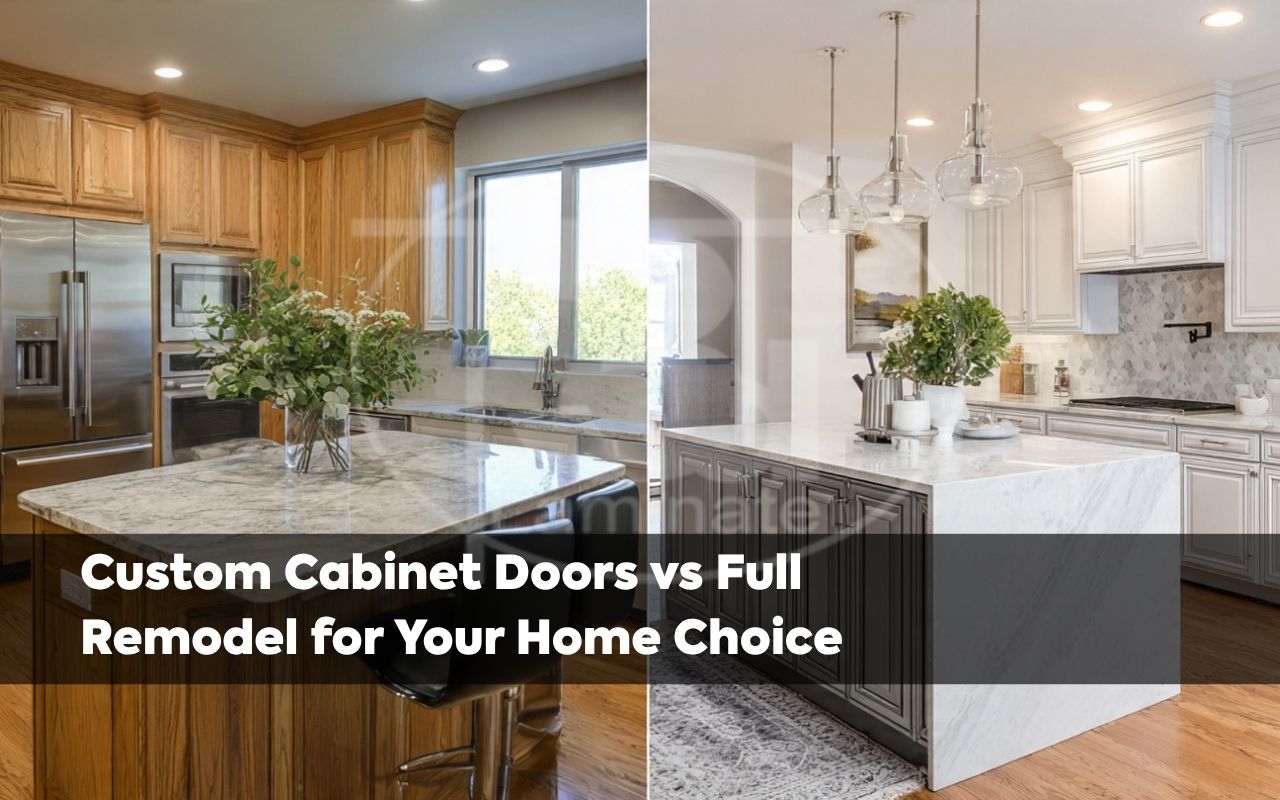 Custom cabinet doors vs full remodel comparison in a modern kitchen update