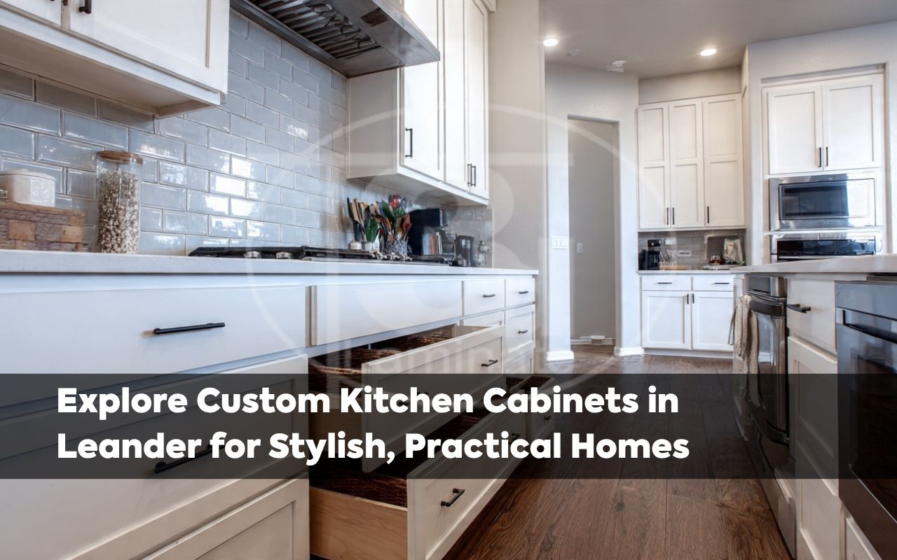 custom kitchen cabinets in Leander in a warm farmhouse-style kitchen